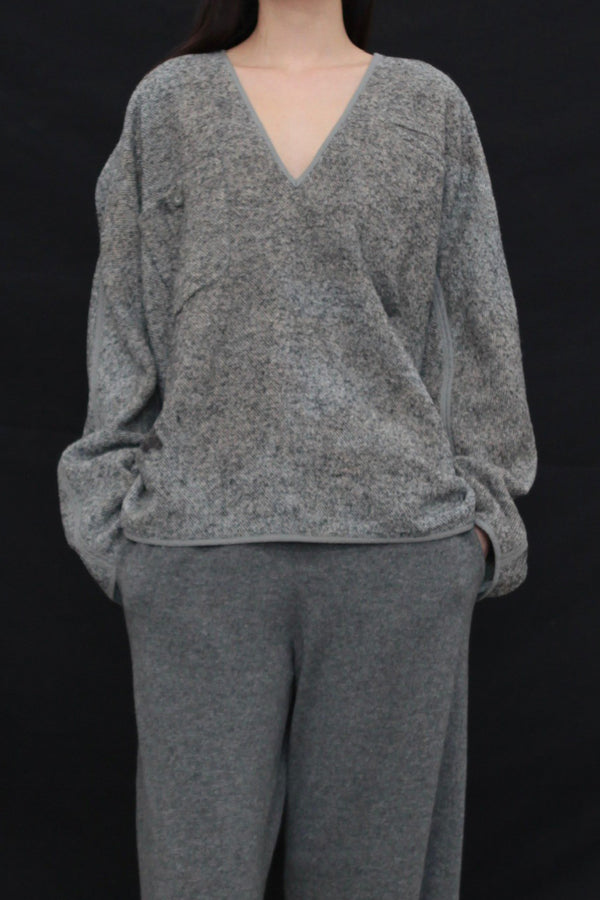Mutedance 24 Autumn and Winter Flower Dye V-Neck Top Series MD-MD24FW58-GRAY MD24FW58 MD24FW59